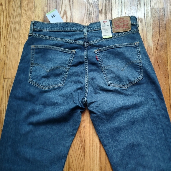 Levi's Levis Flex 505 Straight Leg Cotton Blend Blue Navy Pockets Jeans 36 - Picture 9 of 16